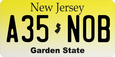 NJ license plate A35NOB