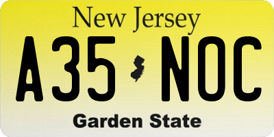 NJ license plate A35NOC