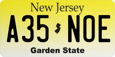 NJ license plate A35NOE