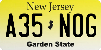 NJ license plate A35NOG