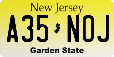 NJ license plate A35NOJ