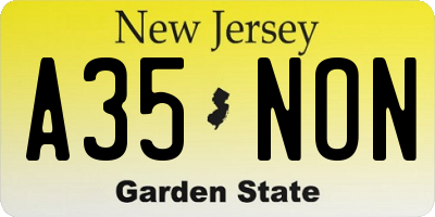 NJ license plate A35NON