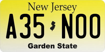 NJ license plate A35NOO