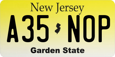 NJ license plate A35NOP