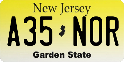 NJ license plate A35NOR