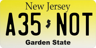 NJ license plate A35NOT