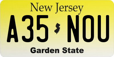 NJ license plate A35NOU