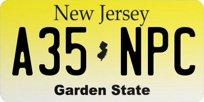 NJ license plate A35NPC