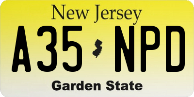 NJ license plate A35NPD