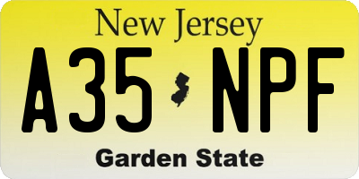 NJ license plate A35NPF