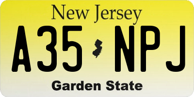 NJ license plate A35NPJ