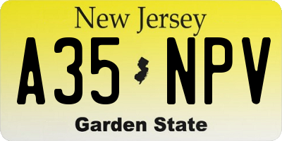 NJ license plate A35NPV