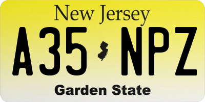 NJ license plate A35NPZ