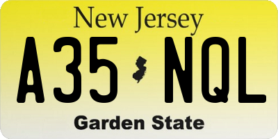 NJ license plate A35NQL