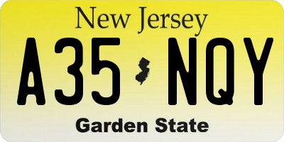 NJ license plate A35NQY