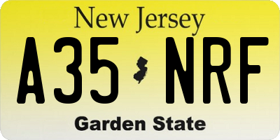 NJ license plate A35NRF