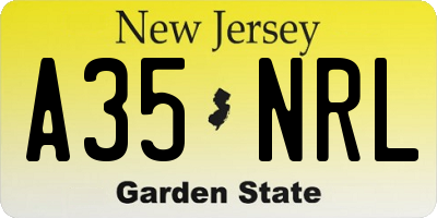 NJ license plate A35NRL