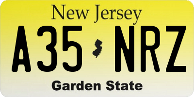 NJ license plate A35NRZ