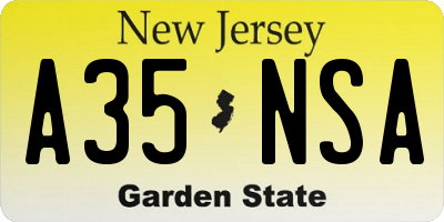 NJ license plate A35NSA