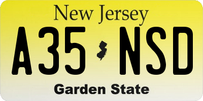 NJ license plate A35NSD