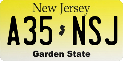 NJ license plate A35NSJ