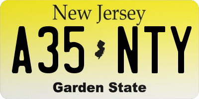 NJ license plate A35NTY