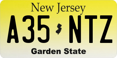NJ license plate A35NTZ