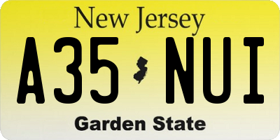 NJ license plate A35NUI