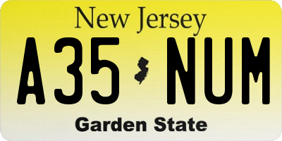 NJ license plate A35NUM