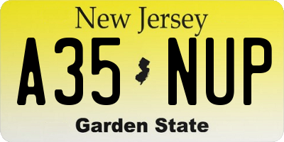 NJ license plate A35NUP