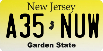 NJ license plate A35NUW
