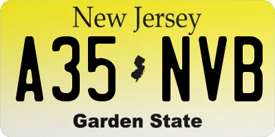 NJ license plate A35NVB