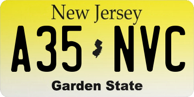 NJ license plate A35NVC