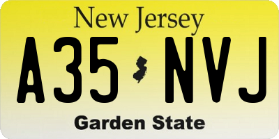 NJ license plate A35NVJ