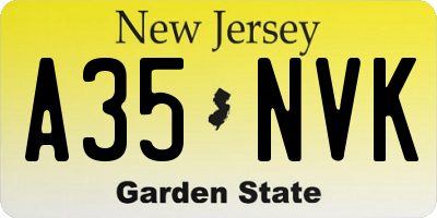 NJ license plate A35NVK