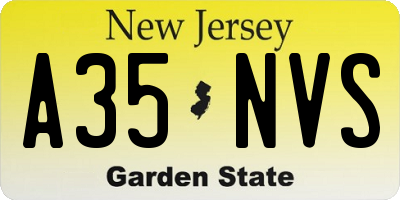 NJ license plate A35NVS