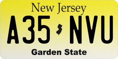 NJ license plate A35NVU