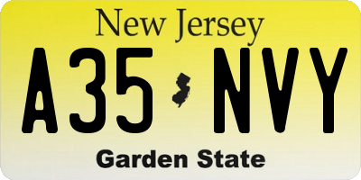 NJ license plate A35NVY