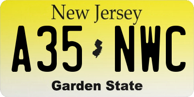 NJ license plate A35NWC