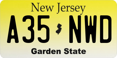 NJ license plate A35NWD