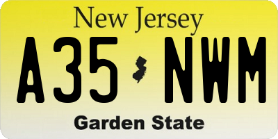 NJ license plate A35NWM