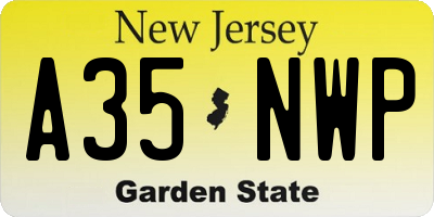 NJ license plate A35NWP