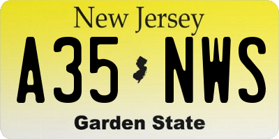 NJ license plate A35NWS