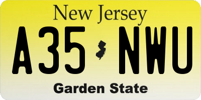 NJ license plate A35NWU