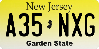 NJ license plate A35NXG