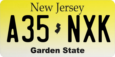 NJ license plate A35NXK