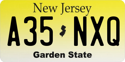 NJ license plate A35NXQ