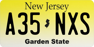NJ license plate A35NXS