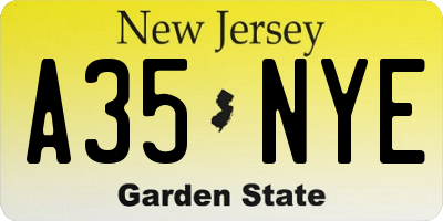 NJ license plate A35NYE