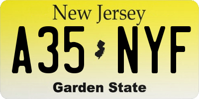 NJ license plate A35NYF